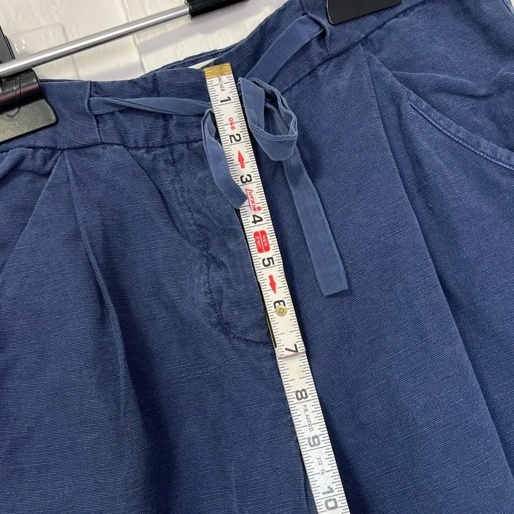 Wilfred Linen Blend Button Fly washed blue textured linen crop pants size 2